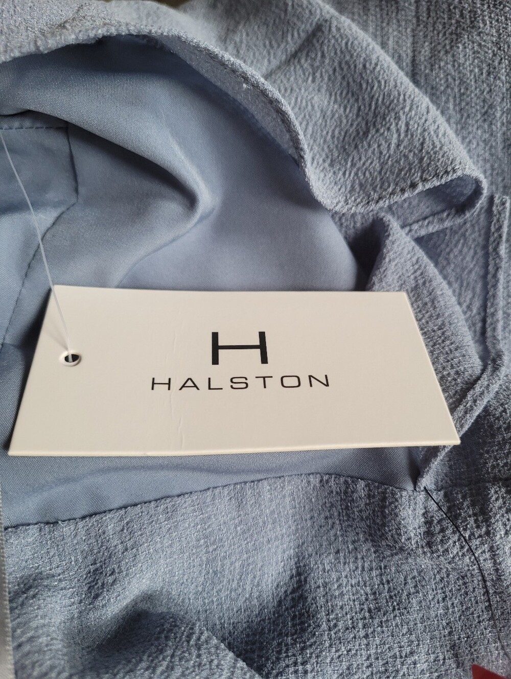 Halston Heritage Dusty Blue Wrap Midi Dress with Side Tie - Picture 8 of 9